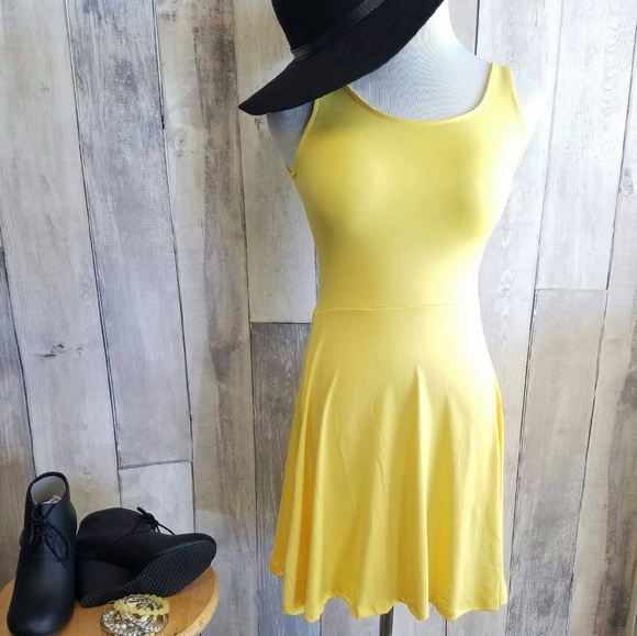Capella Apparel Dresses & Skirts - Yellow Skater Sleeveless Scoop Neck Dress Boutique